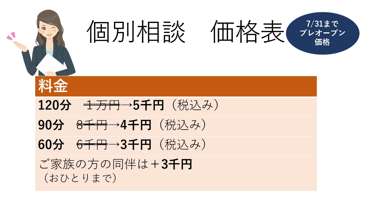 TOP 料金表 時間制