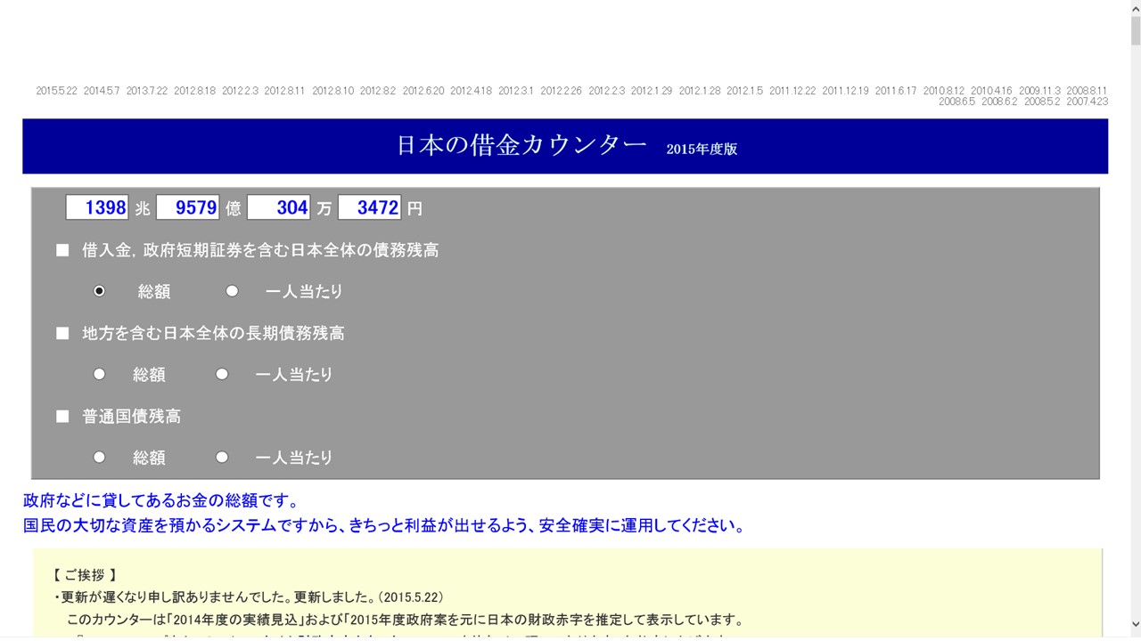 日本の借金カウンター