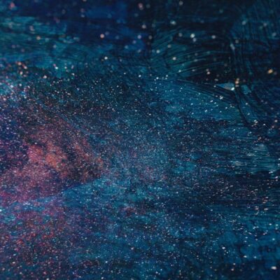 blue and red galaxy artwork