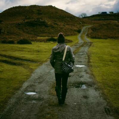 person standing in pathway