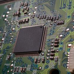 close-up photography of green motherboard